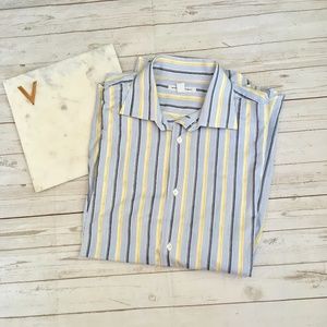 banana republic mens l blue striped button front s